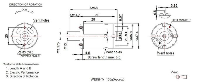 Drehmomentstarker elektrischer kohlebürste-DC-Mikromotor RS 540 545 12v 24v Minifür kleines Elektrowerkzeug