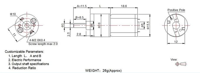 Kleine Durchmesser-Sporn-Metallgetriebe ISO 9001 des DC-Gang-Motor6v 16mm bestätigt