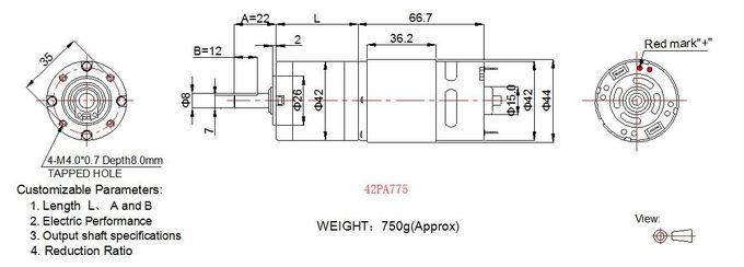 Drehmomentstarker Planetengetriebe-Motor DC-12v 42PA775/42PA4260 RoHS genehmigte